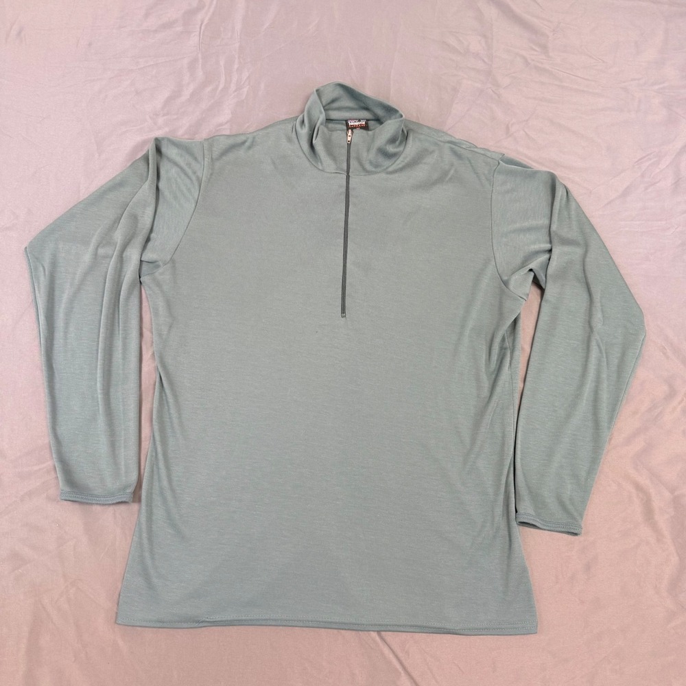 Patagonia Capilene 1/4 Zip Base Layer Shirt Mens Medium Sage Green USA 44260